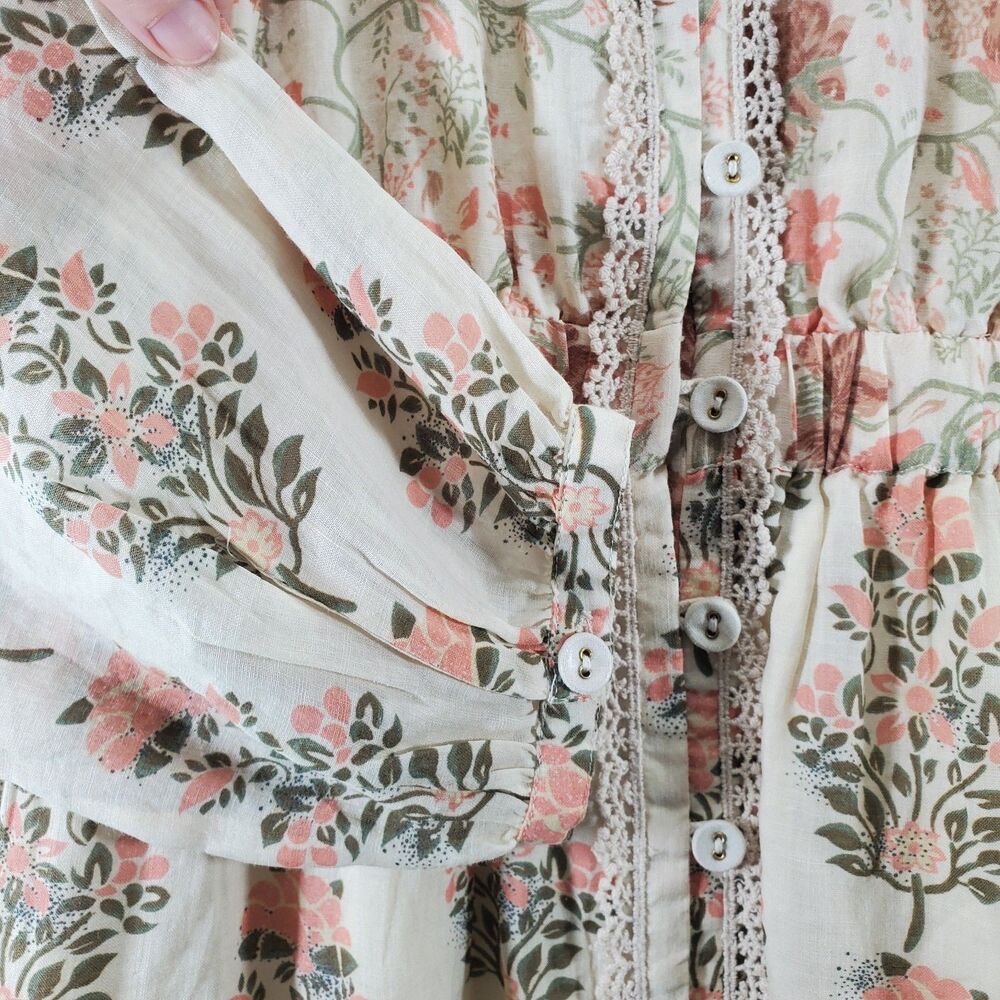 sz L Let Me Be Anthropology Wonton Flower Print Maxi Dress Free People Letmebe - Picture 13 of 14